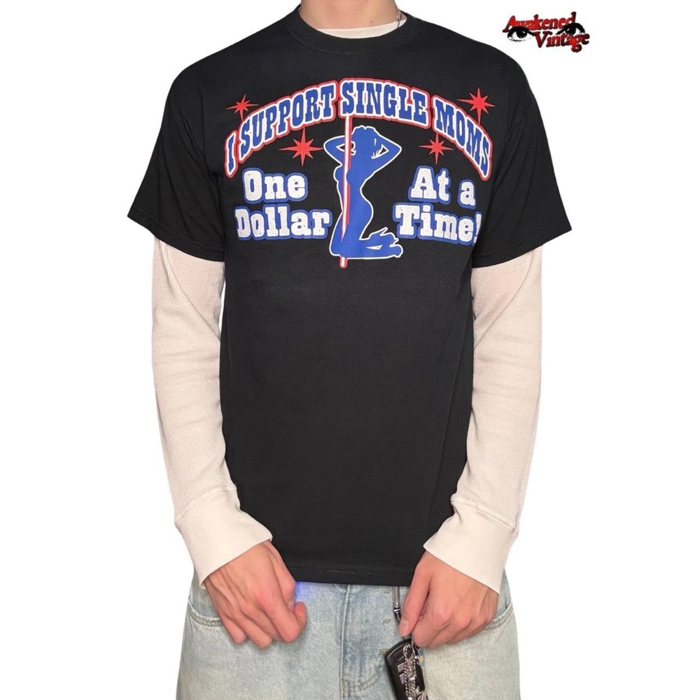 Vintage Y2K funny black faded tee size M